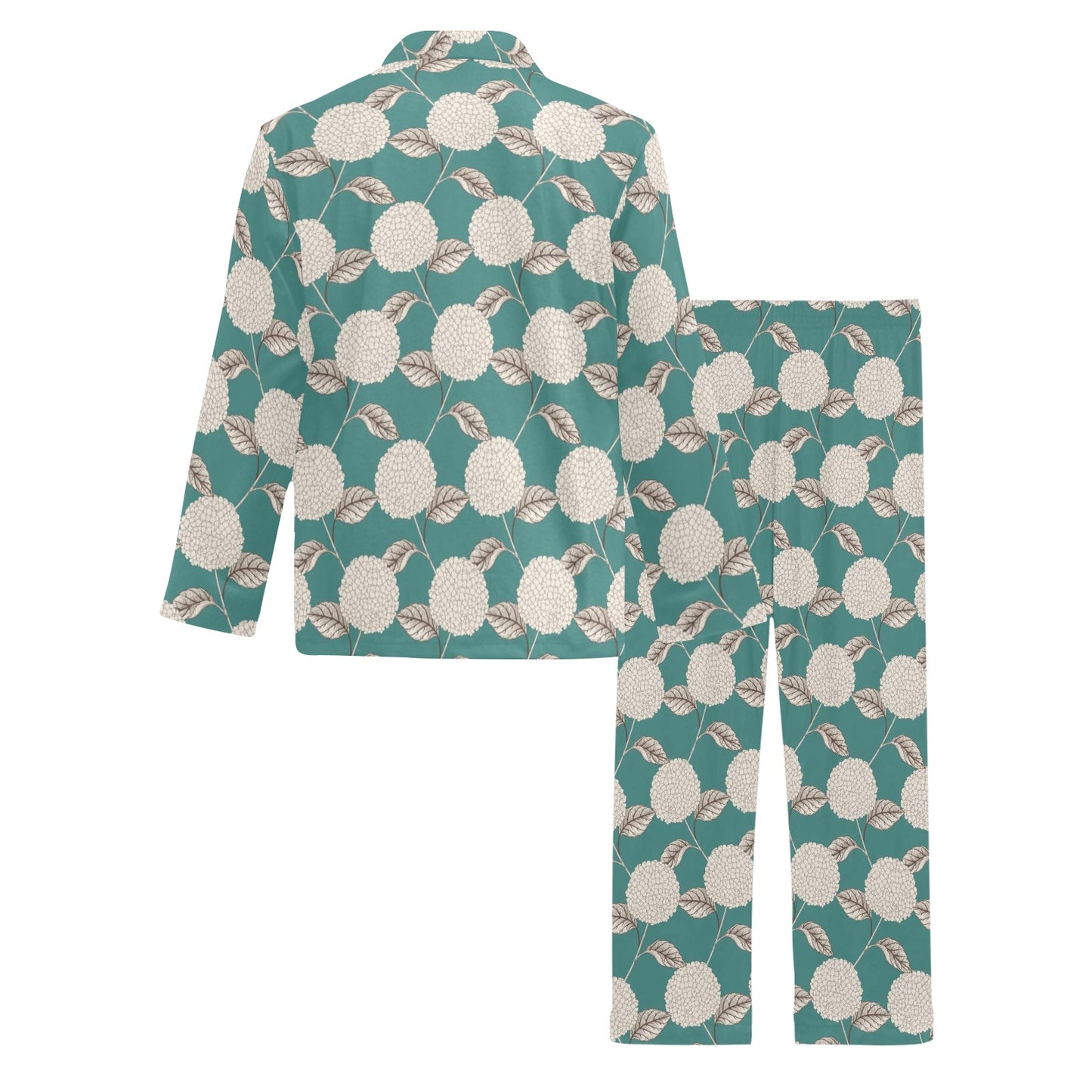 Hydrangea Pattern Print Design HD03 Men's Long Pajama Set
