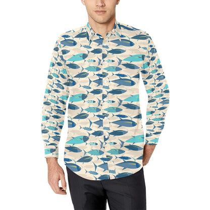 Tuna Fish Print Design LKS302 Men's Long Sleeve Dress Shirt