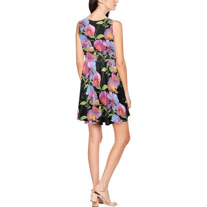 Peony Pattern Print Design PE012 Sleeveless Dress