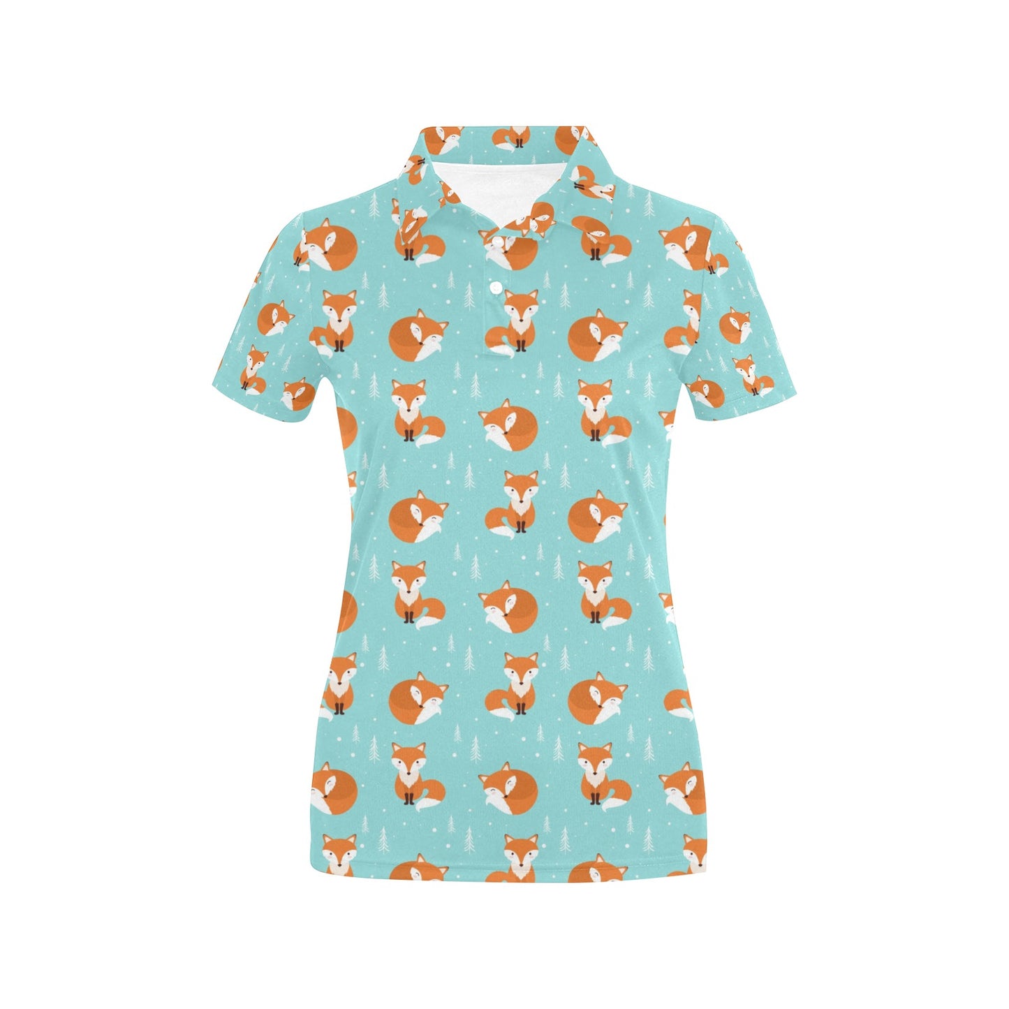 Fox Design Snow Print Pattern Women's Polo Shirt