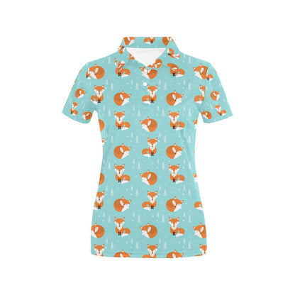 Fox Design Snow Print Pattern Women's Polo Shirt