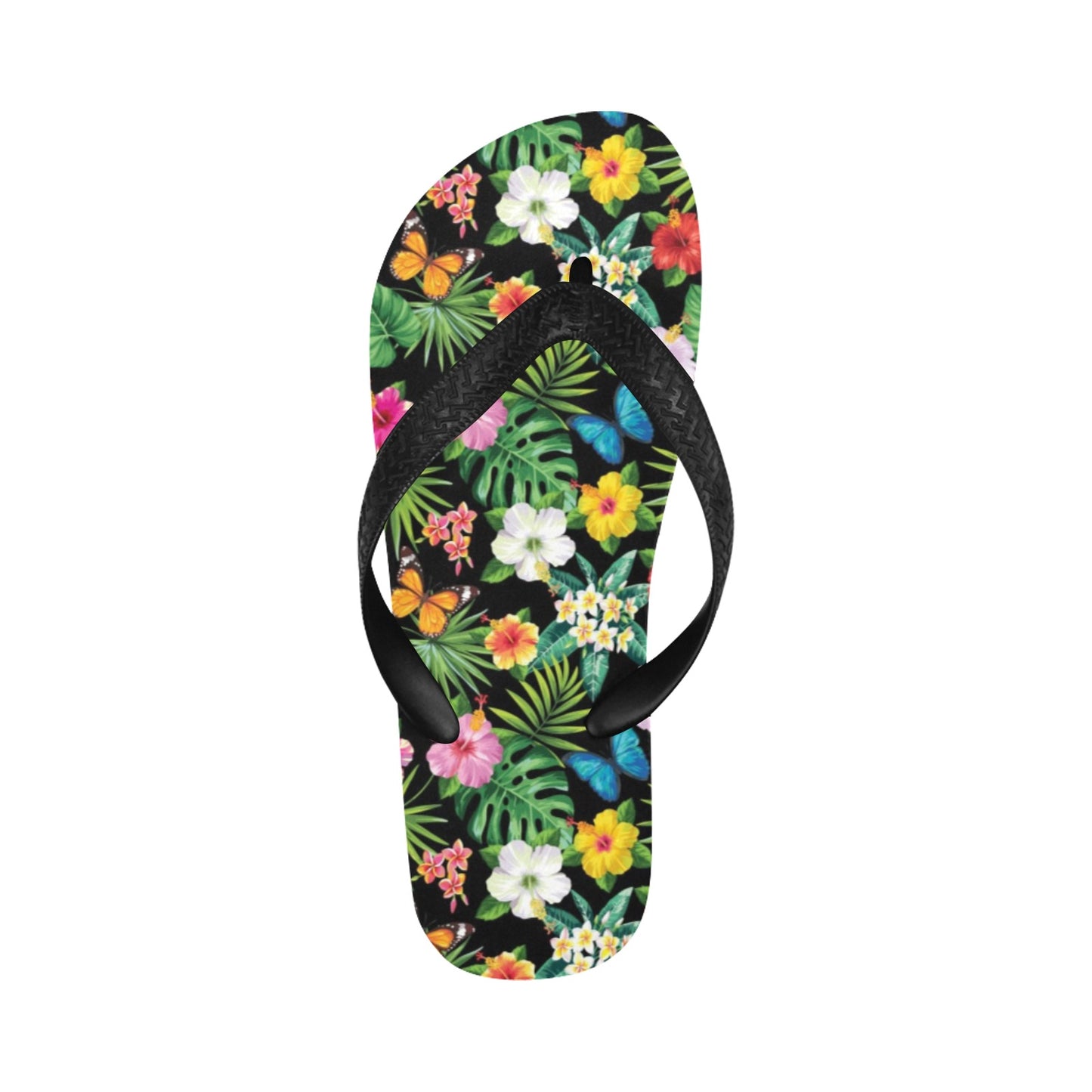 Hibiscus With Butterfly Print Design LKS305 Flip Flops