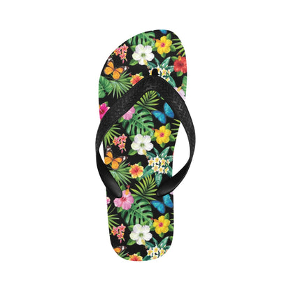 Hibiscus With Butterfly Print Design LKS305 Flip Flops