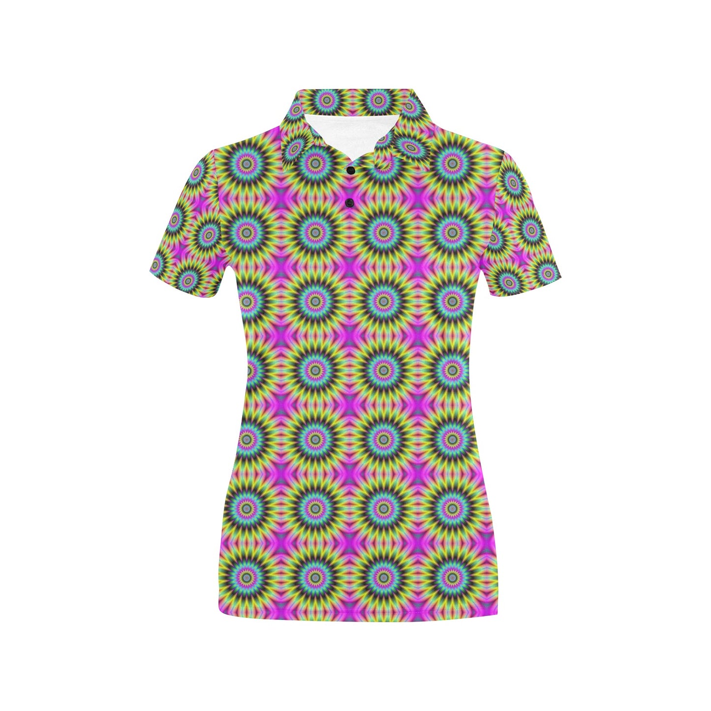Optical illusion Flower Rainbow Style Women's Polo Shirt