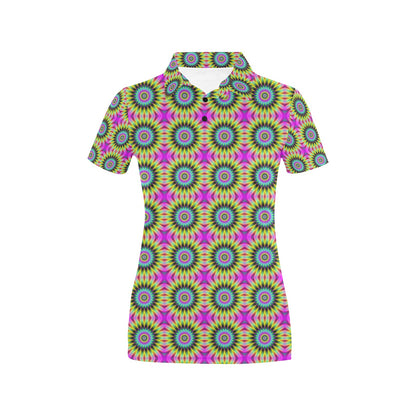 Optical illusion Flower Rainbow Style Women's Polo Shirt