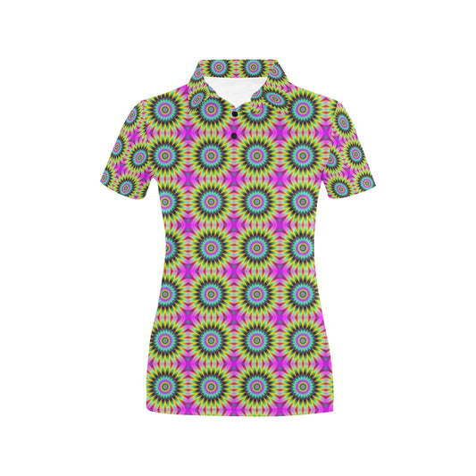 Optical illusion Flower Rainbow Style Women's Polo Shirt