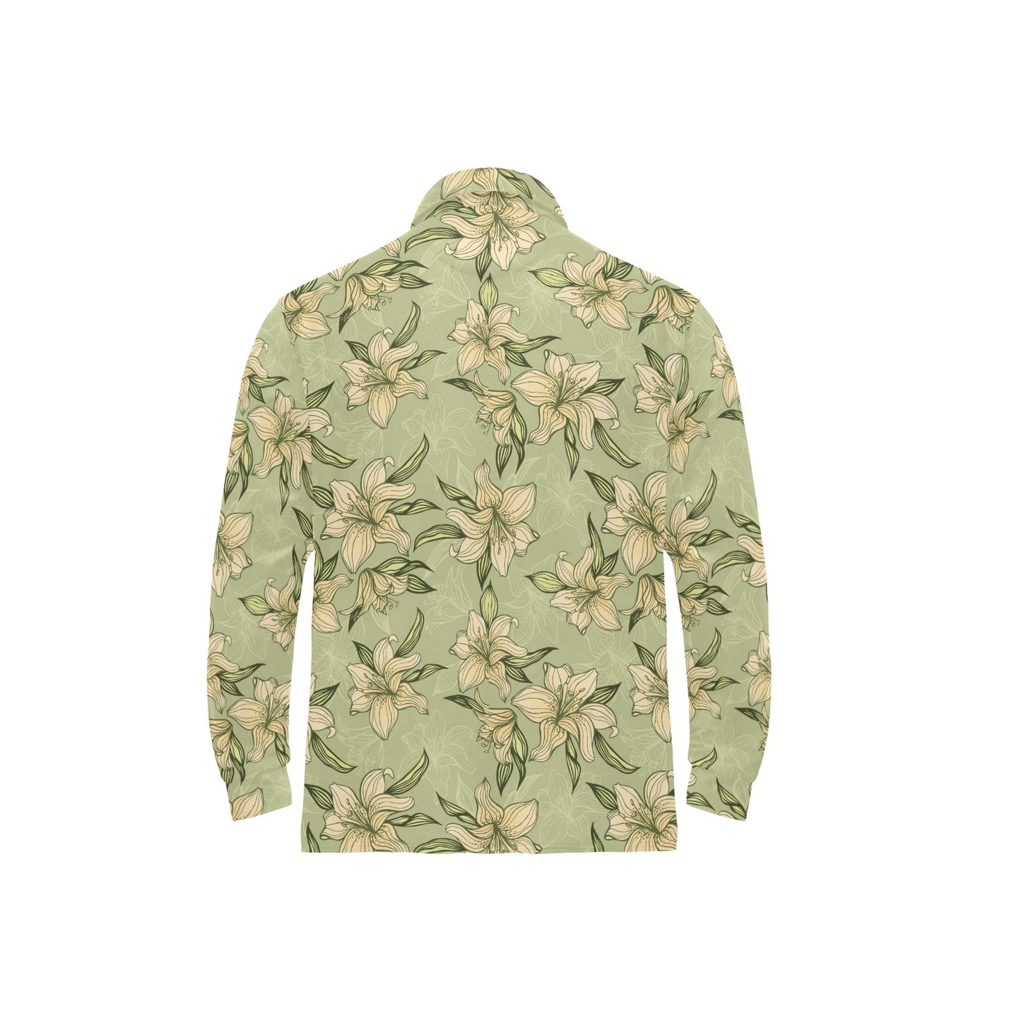 Lily Pattern Print Design LY06 Long Sleeve Polo Shirt For Men's