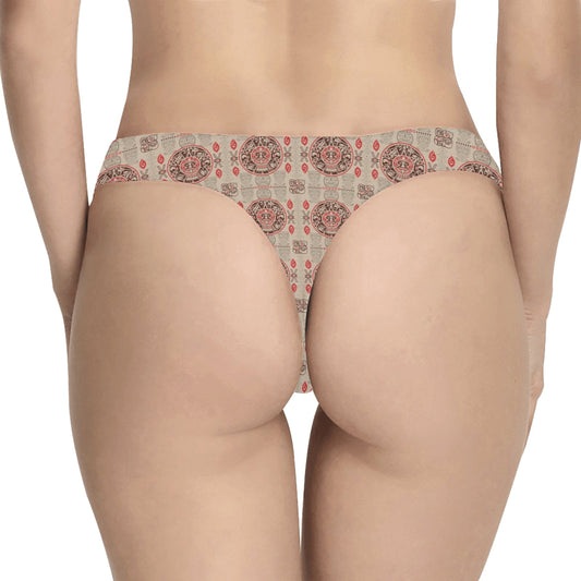 Calendar Aztec Print Pattern Women's Thongs