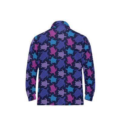 Sea Turtle Print Design LKS309 Long Sleeve Polo Shirt For Men's