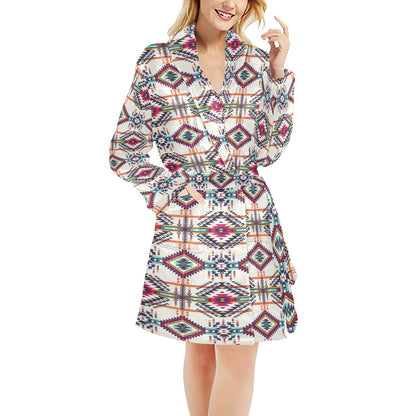 Indian Navajo Art Themed Design Print Women's Fleece Robe