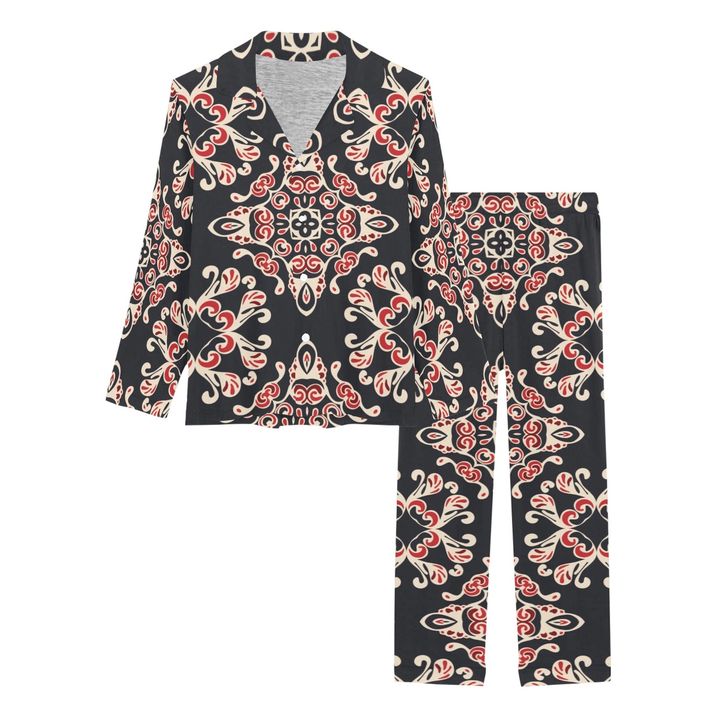 Medallion Pattern Print Design 01 Women's Long Pajama Set