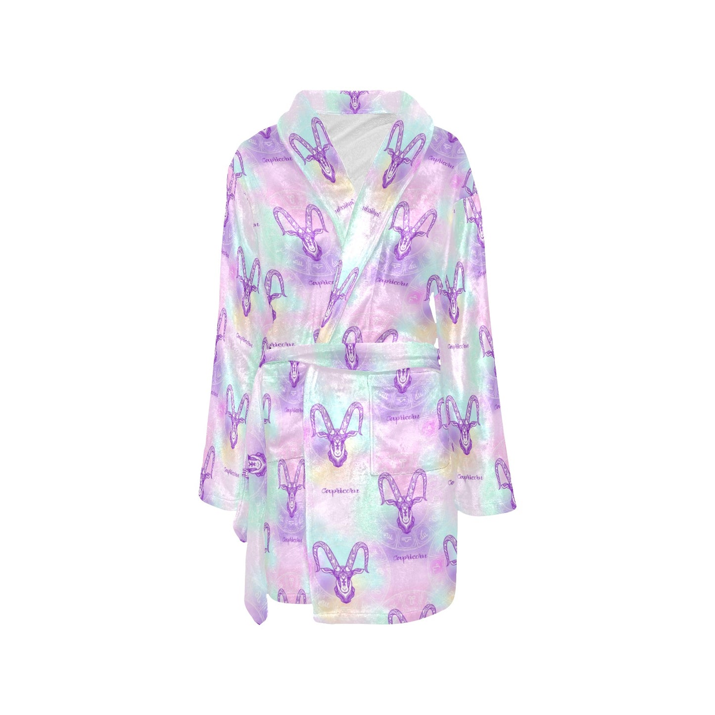 Capricorn Zodiac Pattern Print Design 02 Women's Fleece Robe