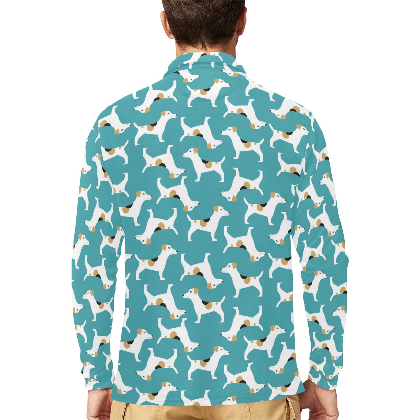 Russell Terriers Print Design LKS301 Long Sleeve Polo Shirt For Men's