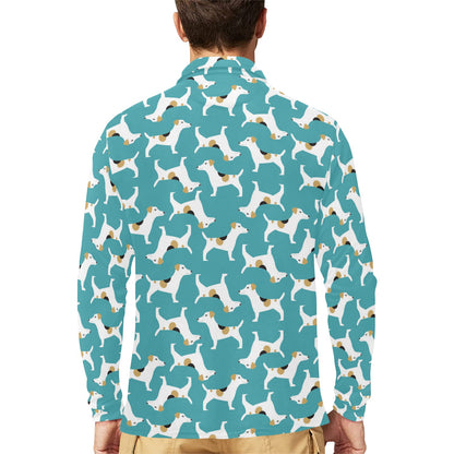 Russell Terriers Print Design LKS301 Long Sleeve Polo Shirt For Men's