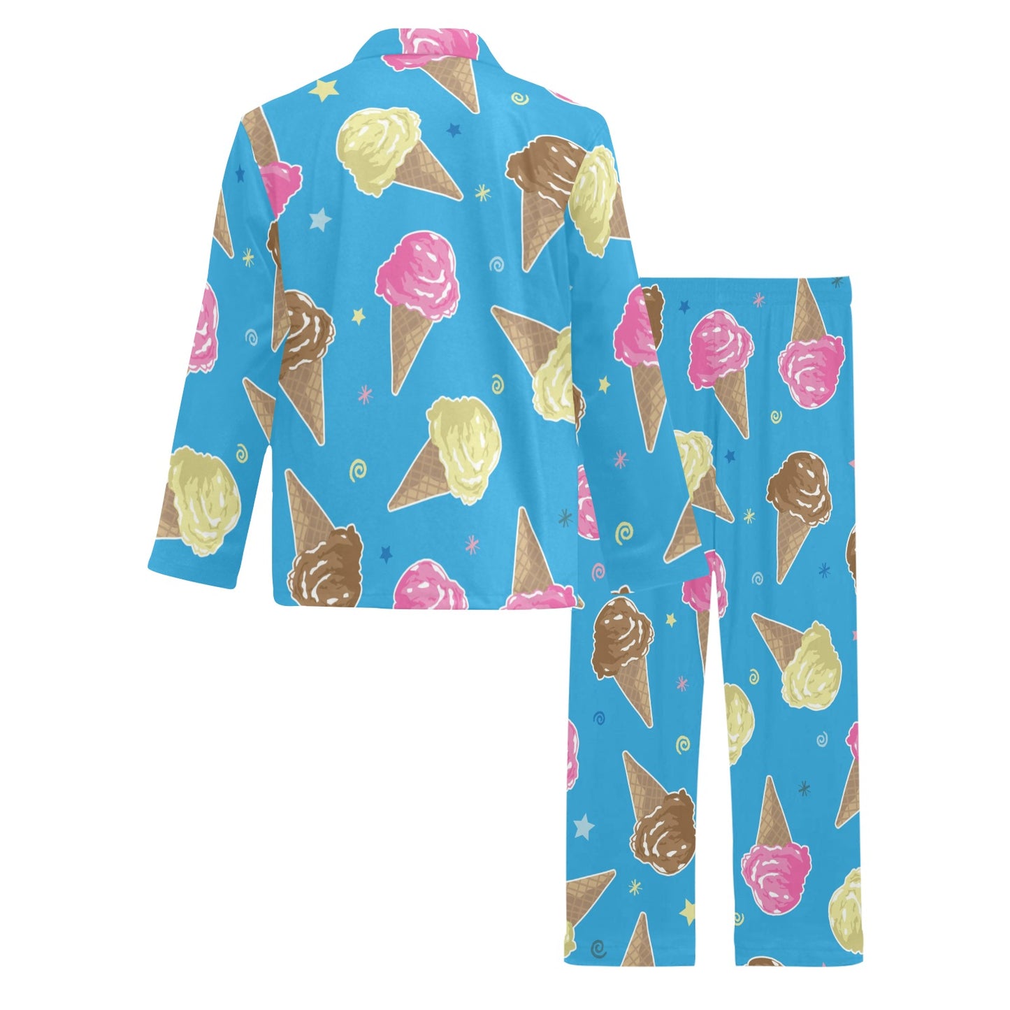 Ice Cream Pattern Print Design 01 Men's Long Pajama Set