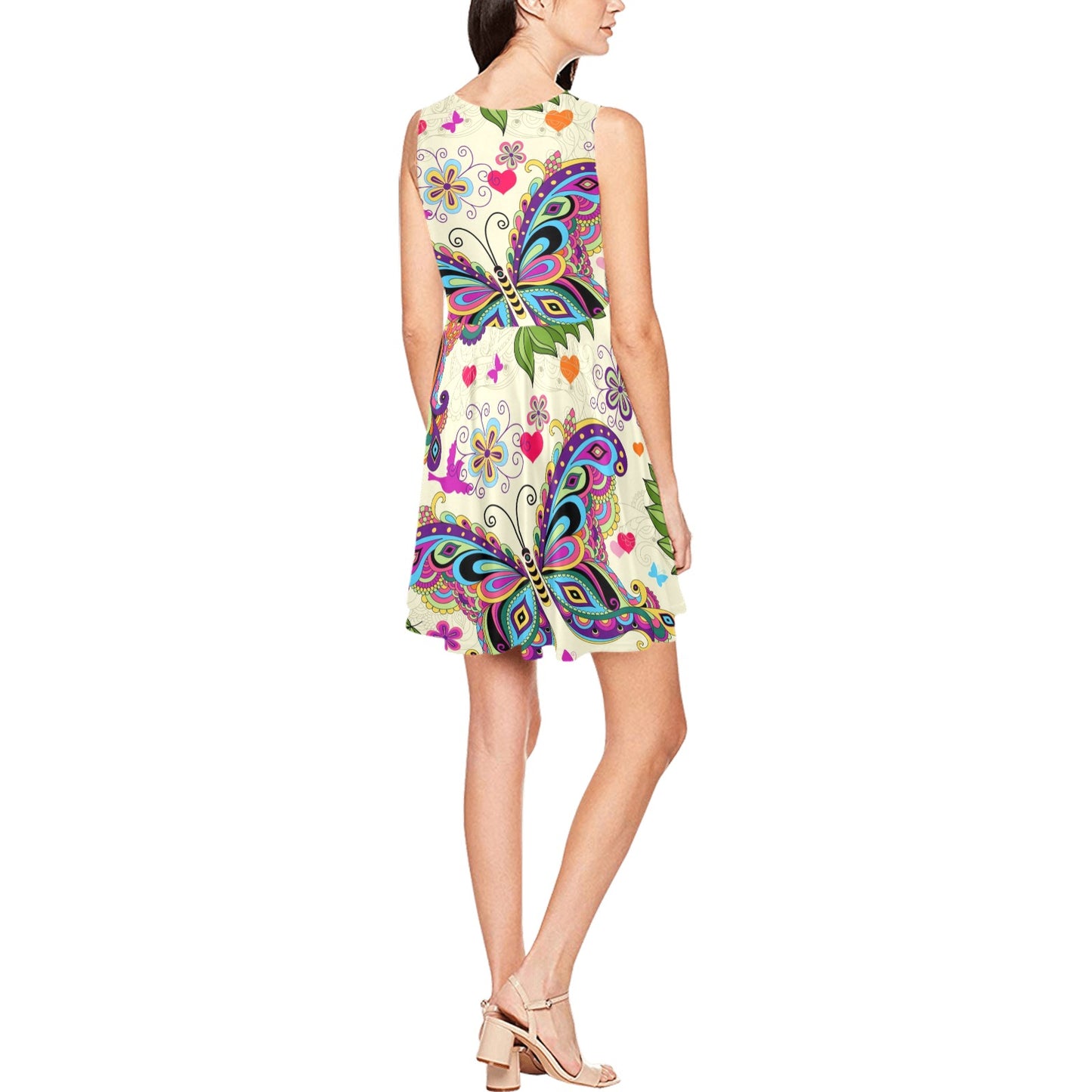 Butterfly Colorful Indian Style Sleeveless Dress