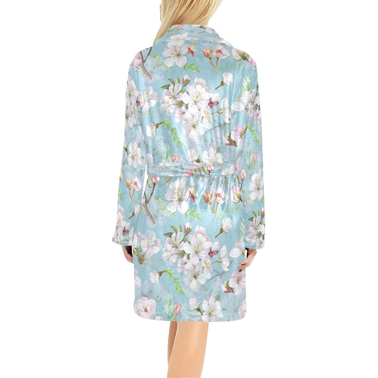 Apple blossom Pattern Print Design AB06 Women's Fleece Robe