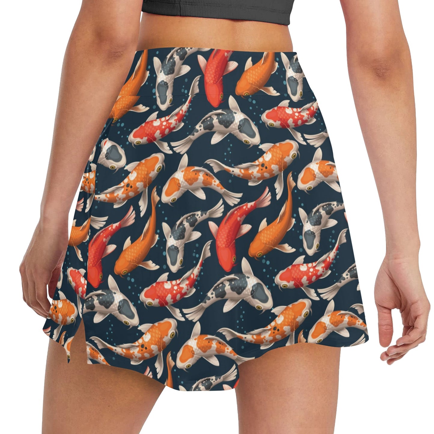 Koi Carp Cute Design Themed Print 17" Golf & Pickleball Skort with Pockets