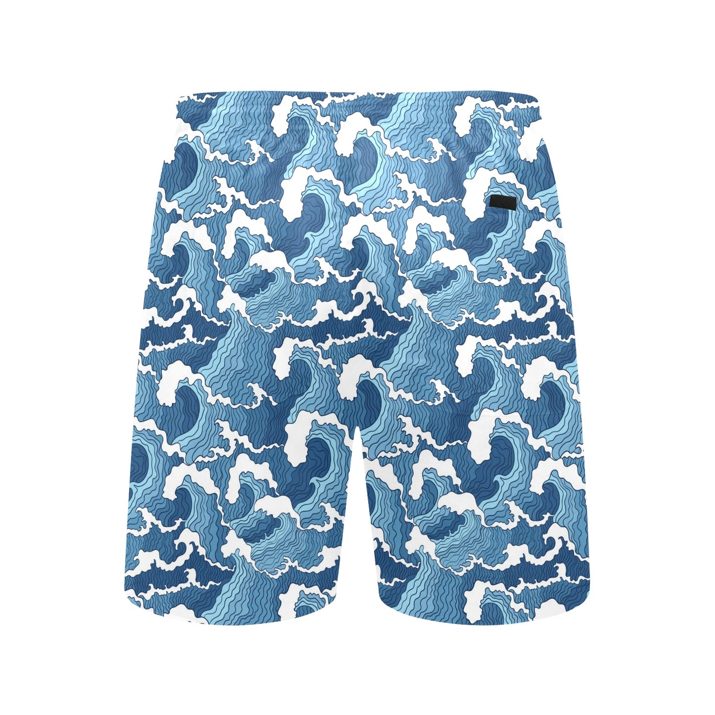 Wave Themed Pattern Print Men's Swim Trunks Beach Shorts