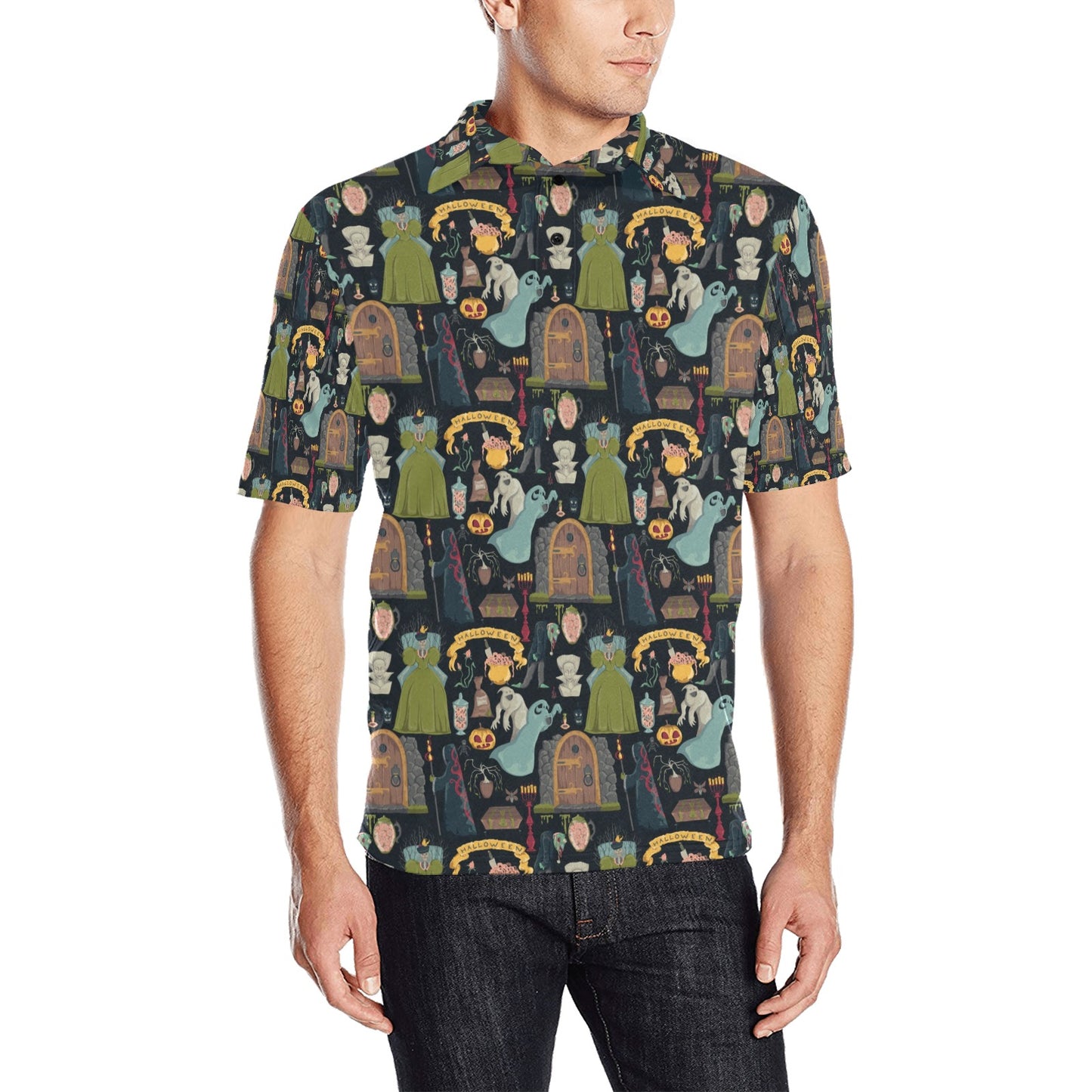 Creepy Halloween Print Design LKS304 Men Polo Shirt