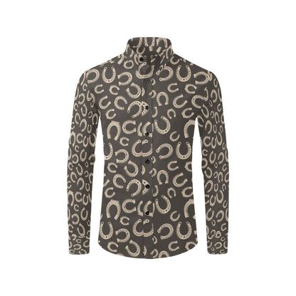 Horseshoe Print Design LKS303 Men's Long Sleeve Dress Shirt
