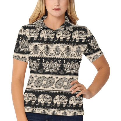 Elephant Hansa Lotus Pattern Women's Polo Shirt