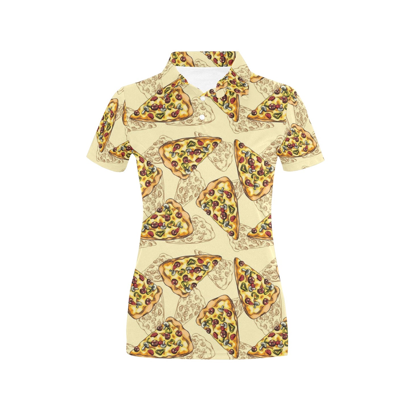 Pizza Pattern Print Design A01 Women's Polo Shirt