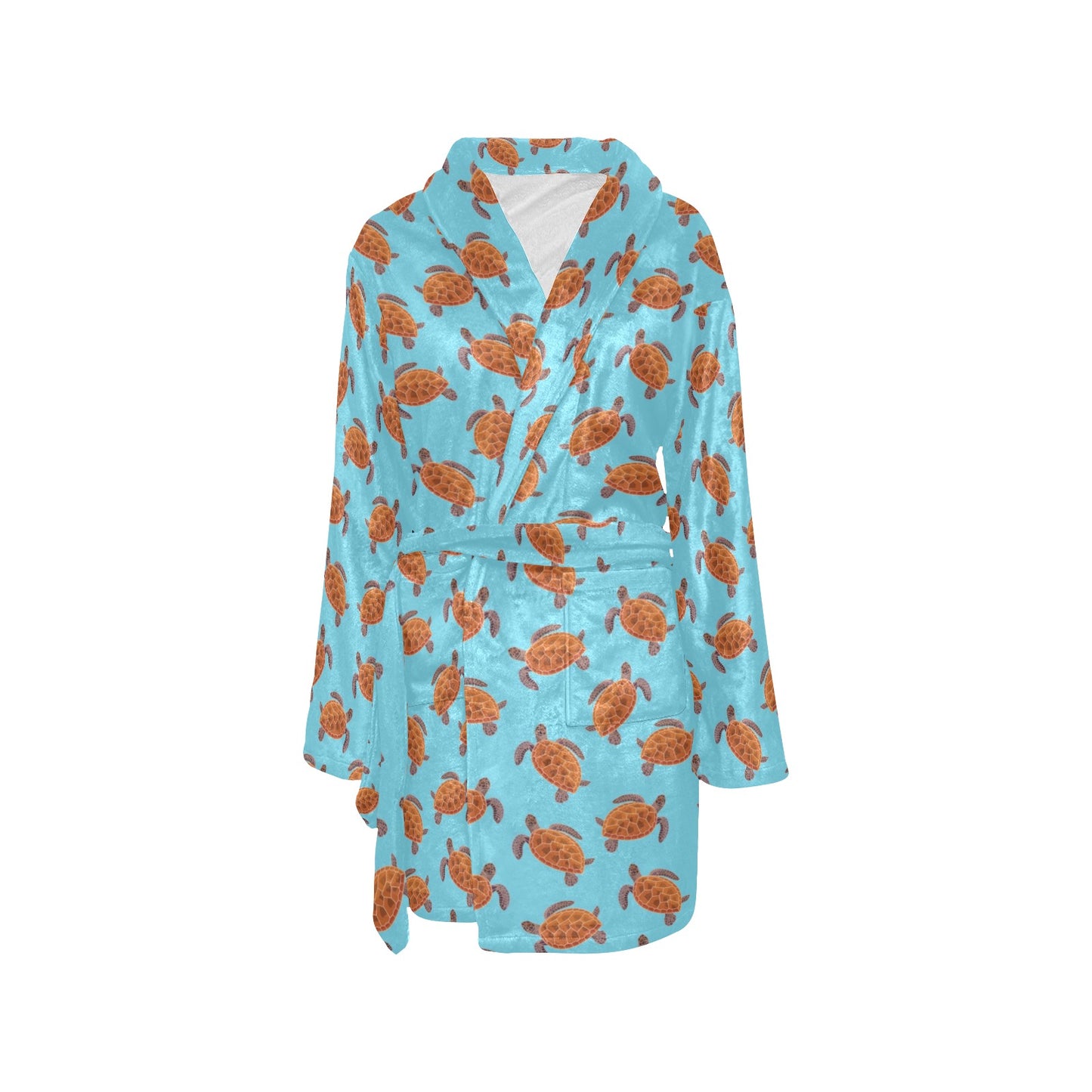Brow Sea Turtle Print Pattern Women's Fleece Robe