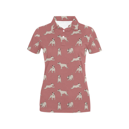 Bull Terriers Pattern Print Design 09 Women's Polo Shirt