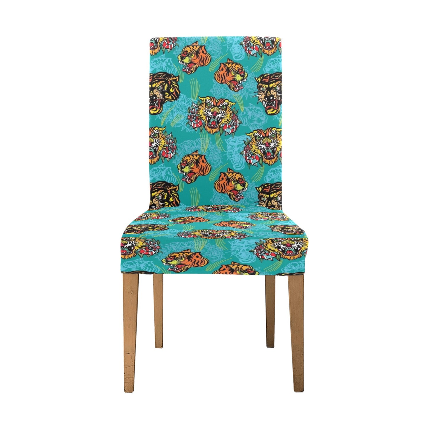 Tattoo Tiger Head Print Design LKS304 Dining Chair Slipcover