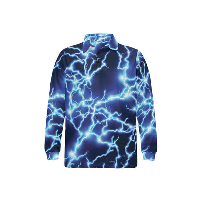 Lightning Thunder Pattern Print Design 04 Long Sleeve Polo Shirt For Men's