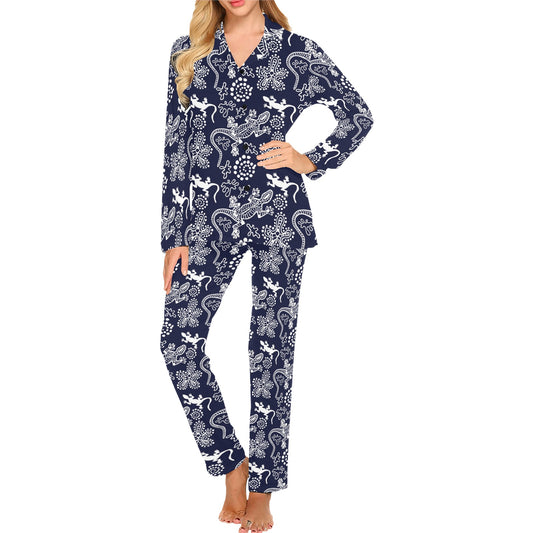 lizard Pattern Print Design 03 Women's Long Pajama Set