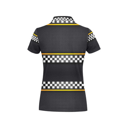 Checkered Flag Yellow Line Style Women's Polo Shirt