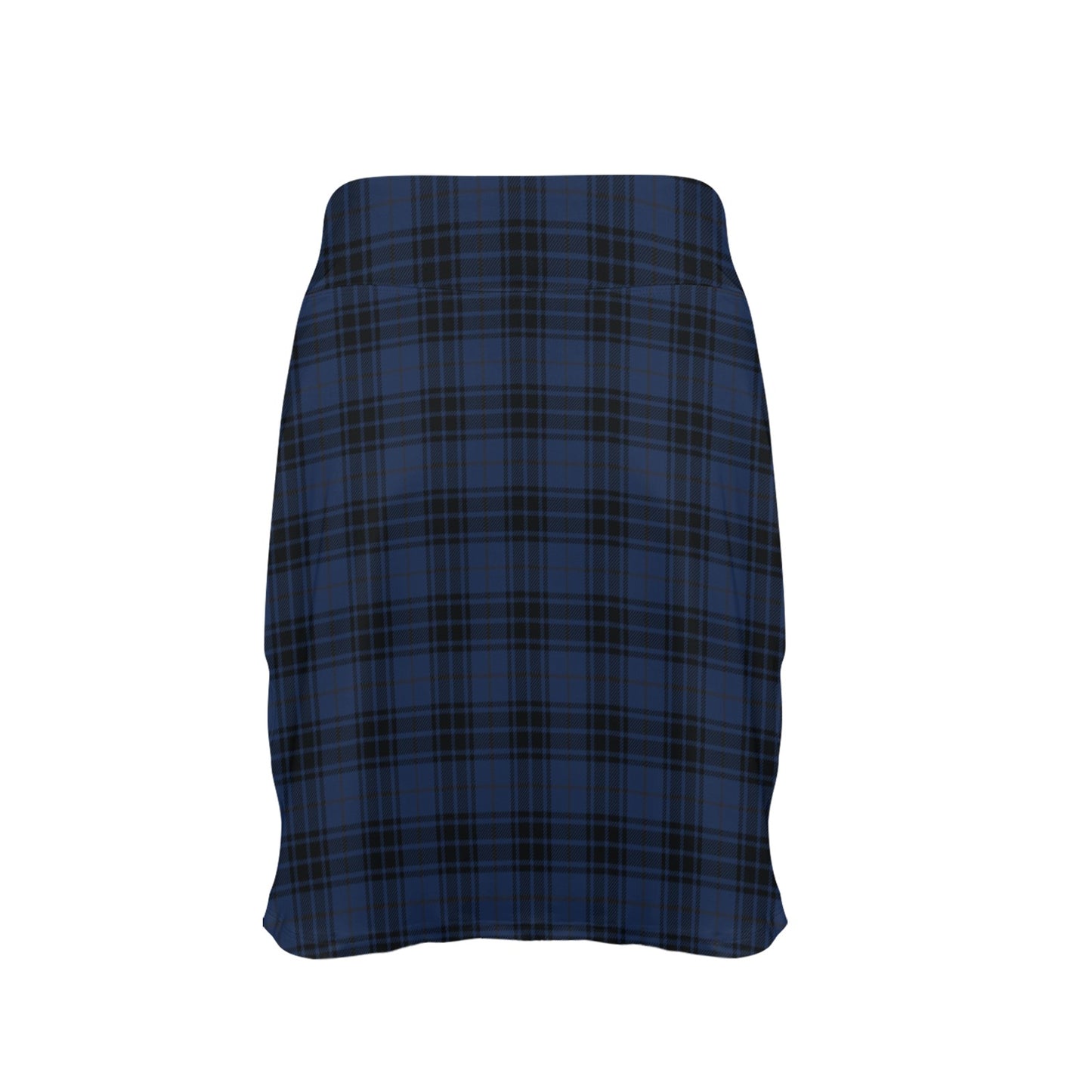 Navy Blue Tartan Plaid Pattern Women's Golf Skirt with Pocket