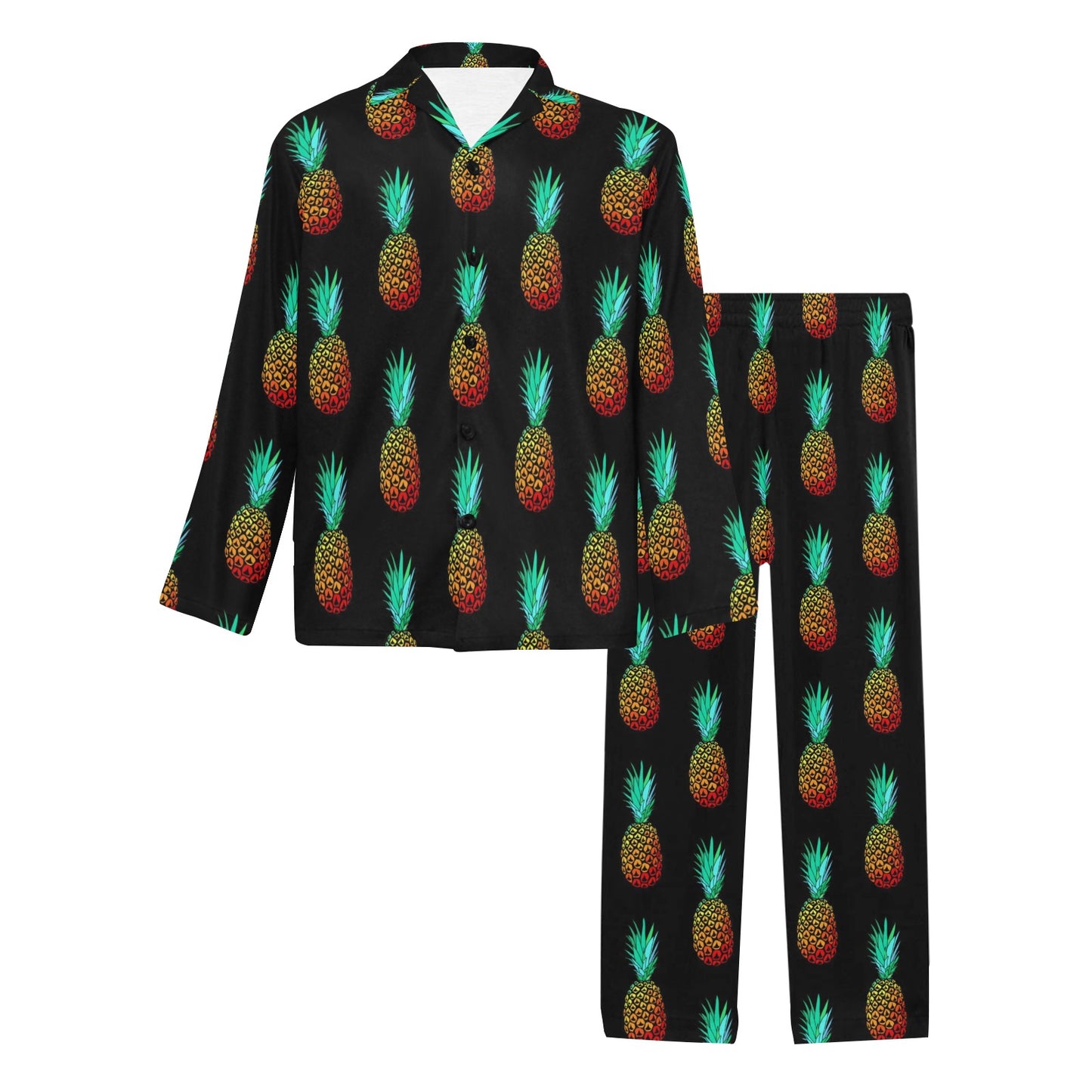 Pineapple Pattern Print Design A05 Men's Long Pajama Set