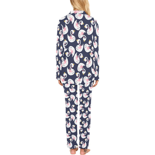 Swan Print Design LKS403 Women's Long Pajama Set