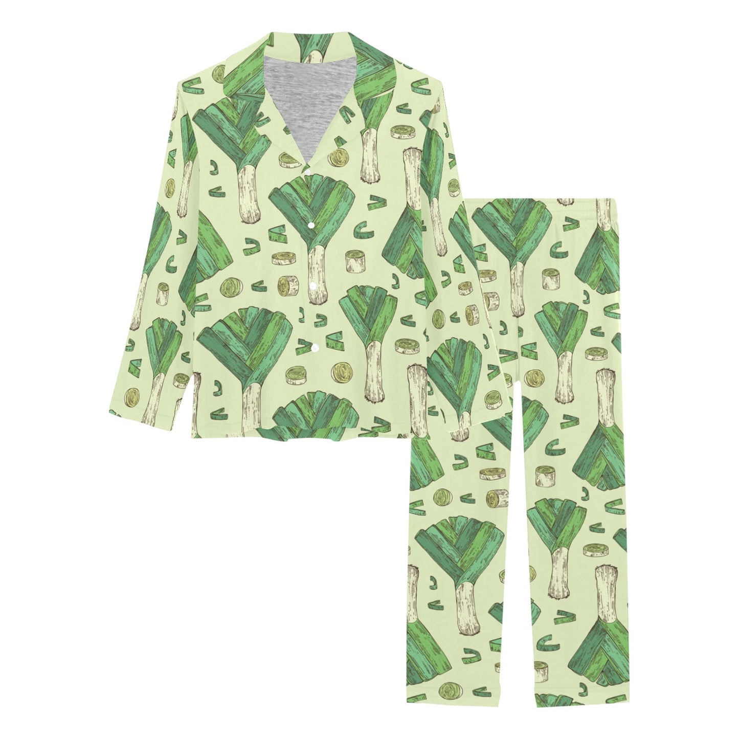 Leek Pattern Print Design 04 Women's Long Pajama Set