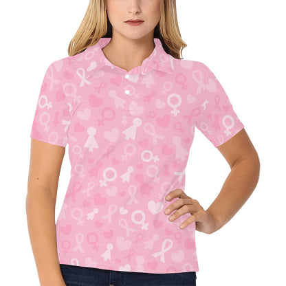 Breast cancer Pattern Print Design 01 Women's Polo Shirt