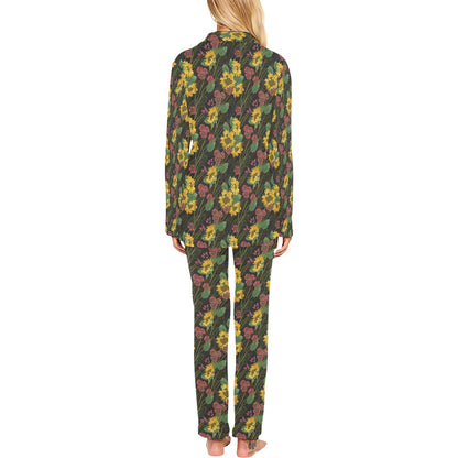 Sunflower Print Design LKS303 Women's Long Pajama Set