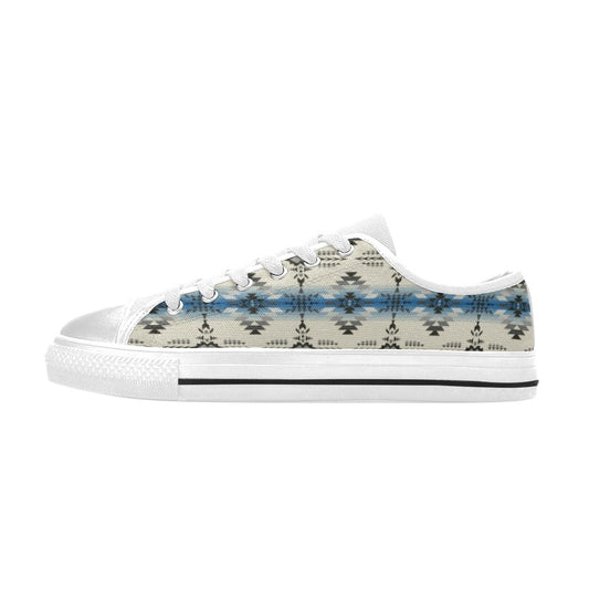 Southwest Pattern Print Design LKS304 Women's White Low Top Shoes