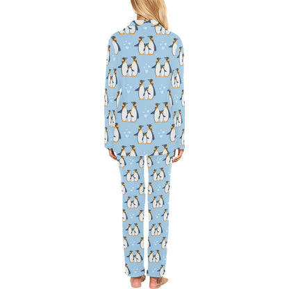 Penguin Pattern Print Design A04 Women's Long Pajama Set