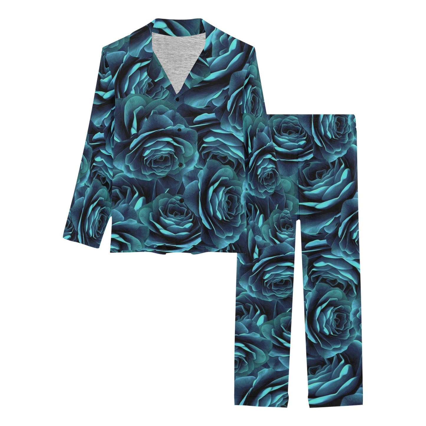 Camellia Pattern Print Design CM04 Women's Long Pajama Set