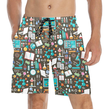 Science Print Design LKS303 Men's Swim Trunks Beach Shorts