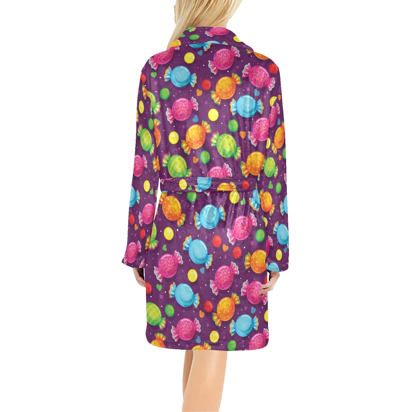 Candy Pattern Print Design CA05 Women's Fleece Robe