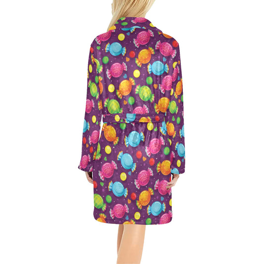 Candy Pattern Print Design CA05 Women's Fleece Robe