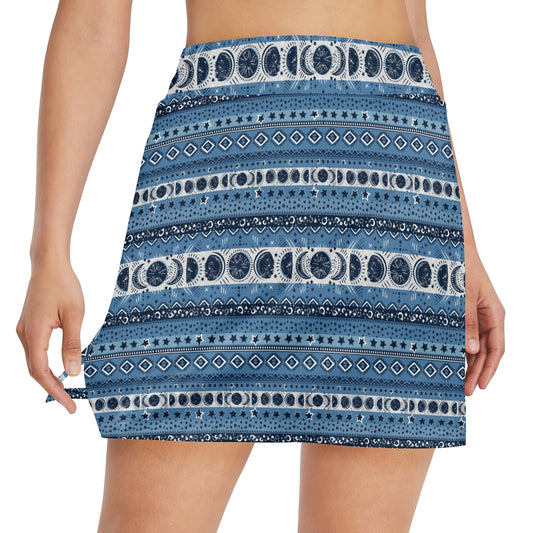 Sun Moon Pattern Print Design LKS306 17" Golf & Pickleball Skort with Pockets