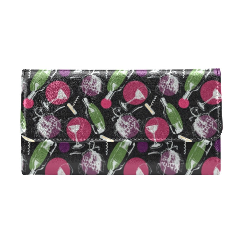 Wine Print Design LKS307 Women's Trifold Wallet
