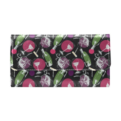 Wine Print Design LKS307 Women's Trifold Wallet