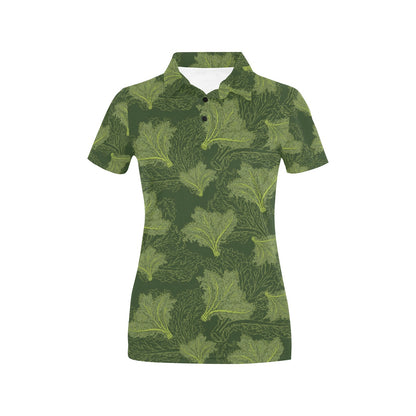 Kale Pattern Print Design 01 Women's Polo Shirt