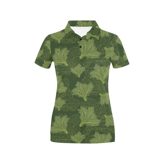 Kale Pattern Print Design 01 Women's Polo Shirt